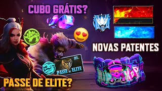 PASSE DE ELITE DE JULHO REDENÇÃO 3.0? CUBO MÁGICO GRÁTIS? NOVAS PATENTES, SKINS DE GEL - FREE FIRE