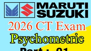Maruti Suzuki CT Exam 2026 | Psychometric Test Part 01 | Most Important Questions & Answers