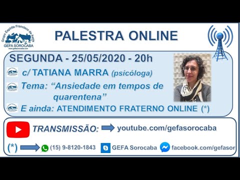 Assista: Bate-papo online - c/ TATIANA MARRA (25/05/2020)