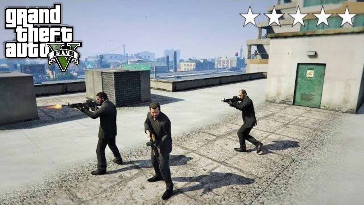 GTA 5 - Franklin, Michael and Trevor Five Star Escape From CAESARS AUTO ...