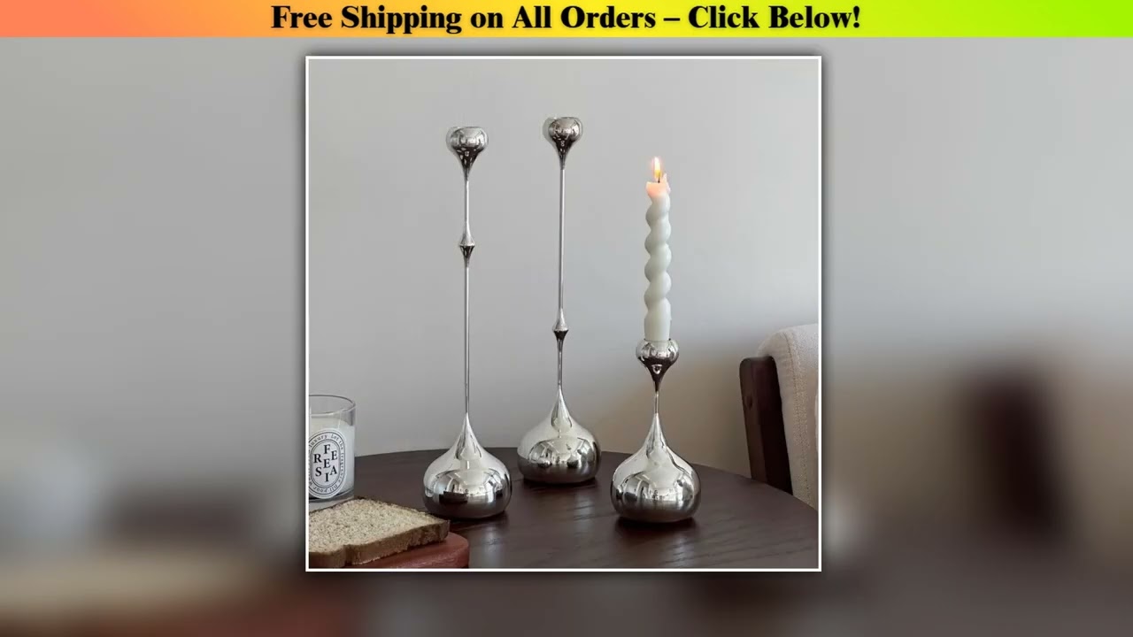 Silver Candle Holder, Metal Candlestick Romantic Art Table Decoration For Home Dining , Wedding