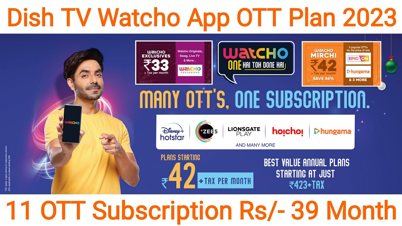 11 OTT Subscription Free in Dish TV Watcho App Only Rs/ 39 Month