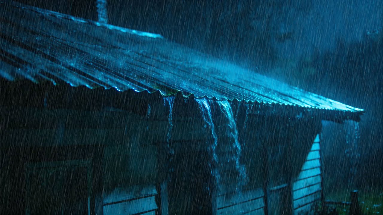 Goodbye Stress and Enjoy a Full Night's Sleep with Heavy Rain & Intense Thunder on an Old Tin Roof