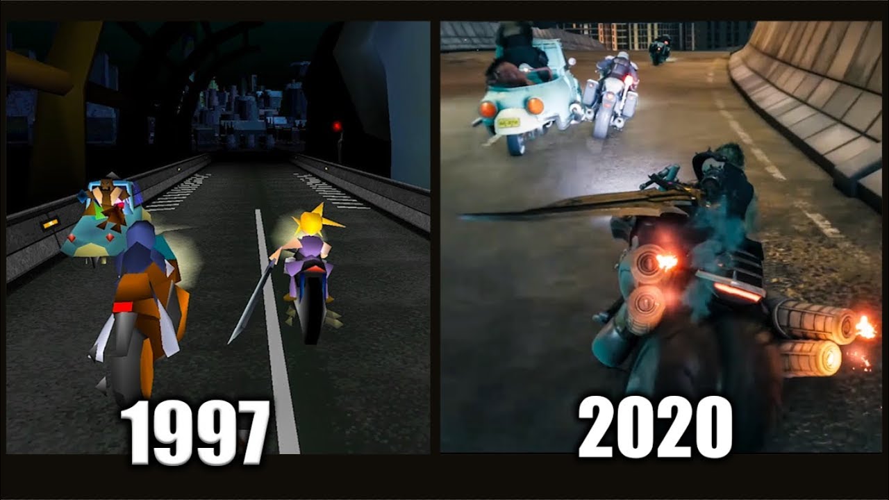 Final Fantasy 7 Remake - Original Vs Remake Bike Chase Gameplay