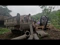 Use excavator dig pond install concrete drains  duyn  building my farm
