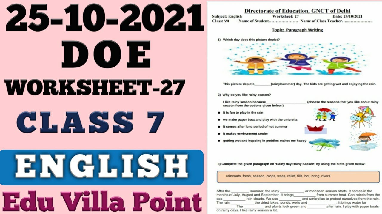 Class 7 English Worksheet 27 25 10 2021 Class 7 English Edu Villa 