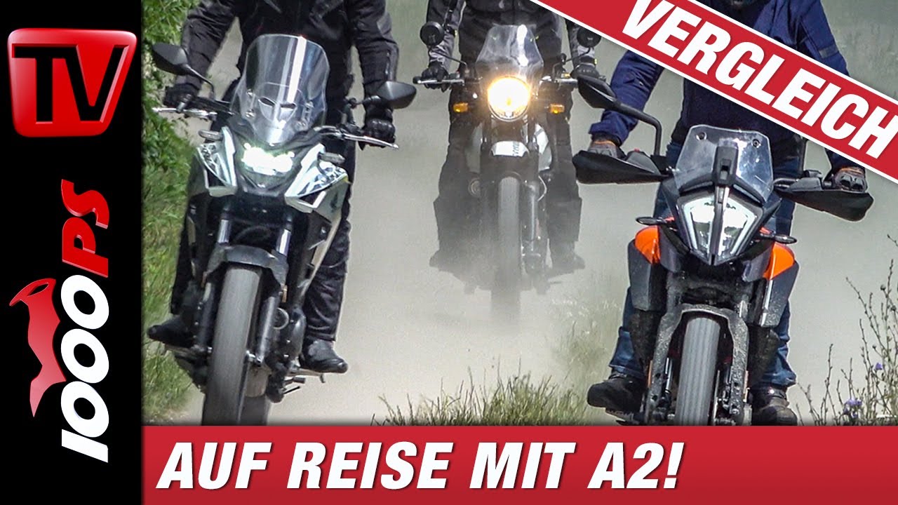 A2 Reise Enduros von Honda, KTM, Royal Enfield  im Vergleich auf Straße und Schotter