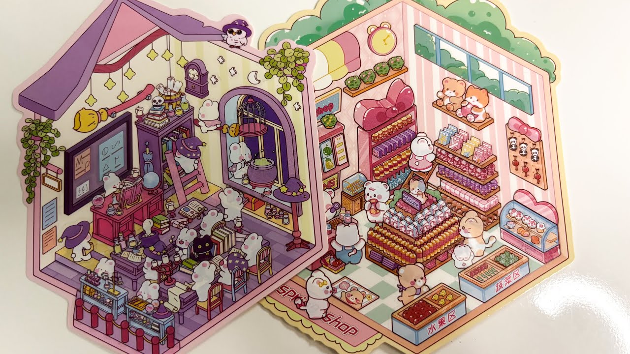 [ASMR] 3D Sticker Scene | Wizard Bunnies and Convenience Store