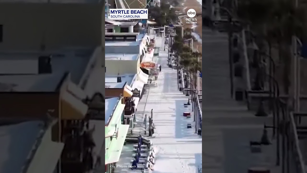 Drone footage shows Myrtle Beach after winter storm