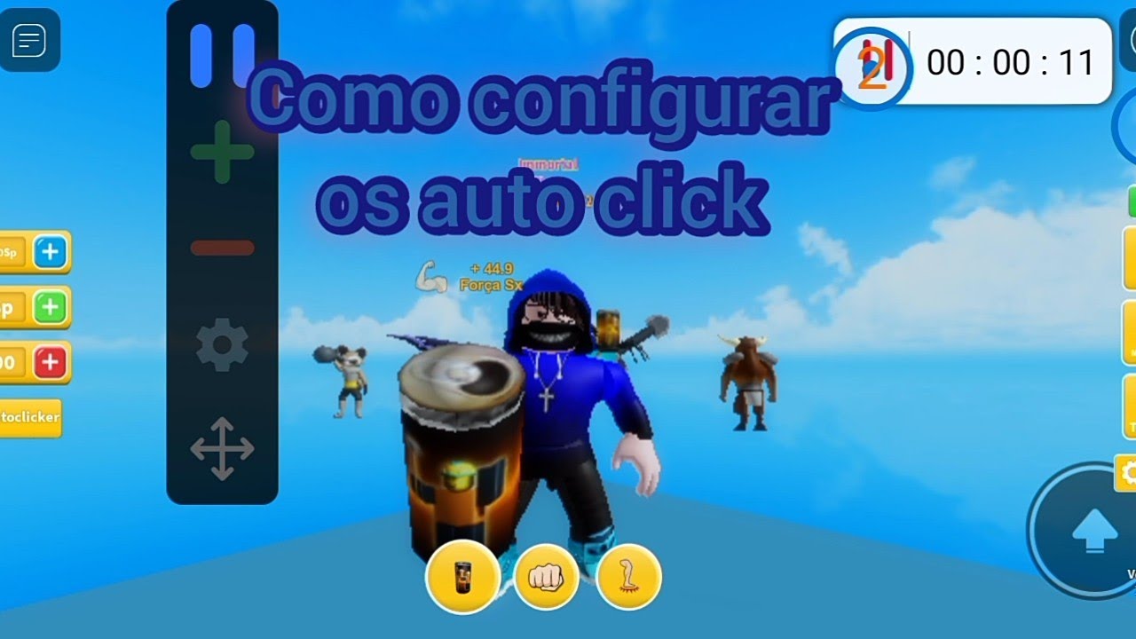 Como configurar os auto click no Workout Island - Roblox