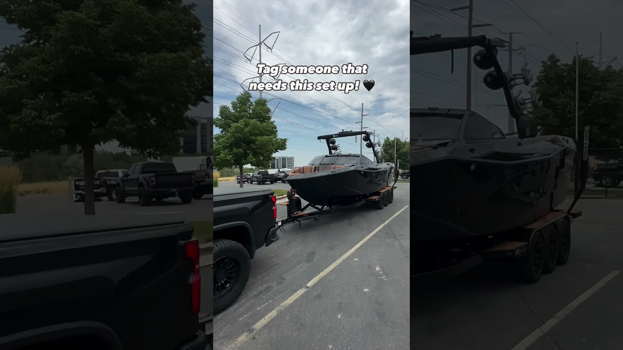 Sleek Black Boat Setup for Your Ultimate Lake Adventure! 🌊🖤 
