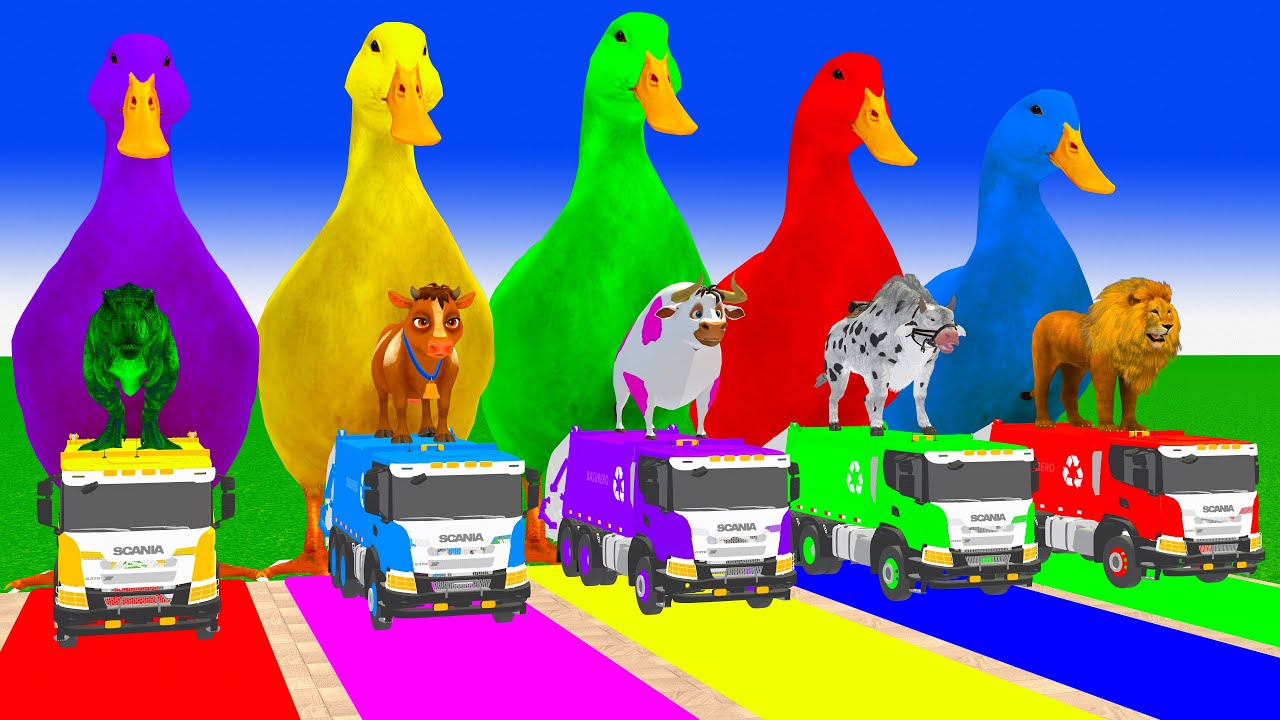 Long Slide Game with Cow Elephant Gorilla Hippopotamus Tiger 3d Animal Game Funny 3d Animals