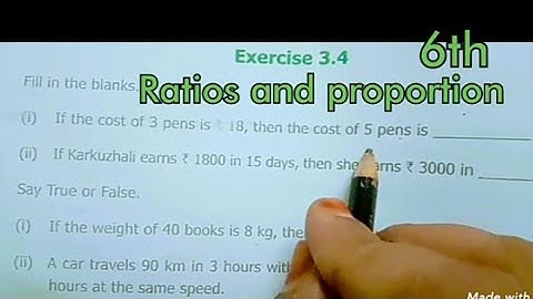6th std maths ratio and proportion exercise 3.4(1to5) chapter3 term1