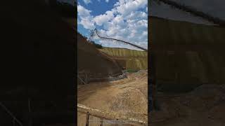 This is remote magic! Concrete is shot onto the slope by high-pressure pump, stunning sight!