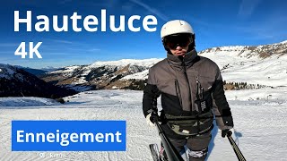 Enneigement Hauteluce, Haute-Savoie. Vacances Février 2024. 4K