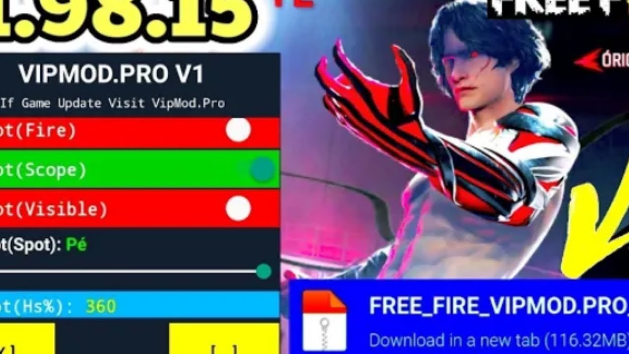🔰NOVO MOD MENU VIPMOD PRO V1 AIMKILL 100% HEADSHOT GRÁTIS 🔰 MOD MENU ...