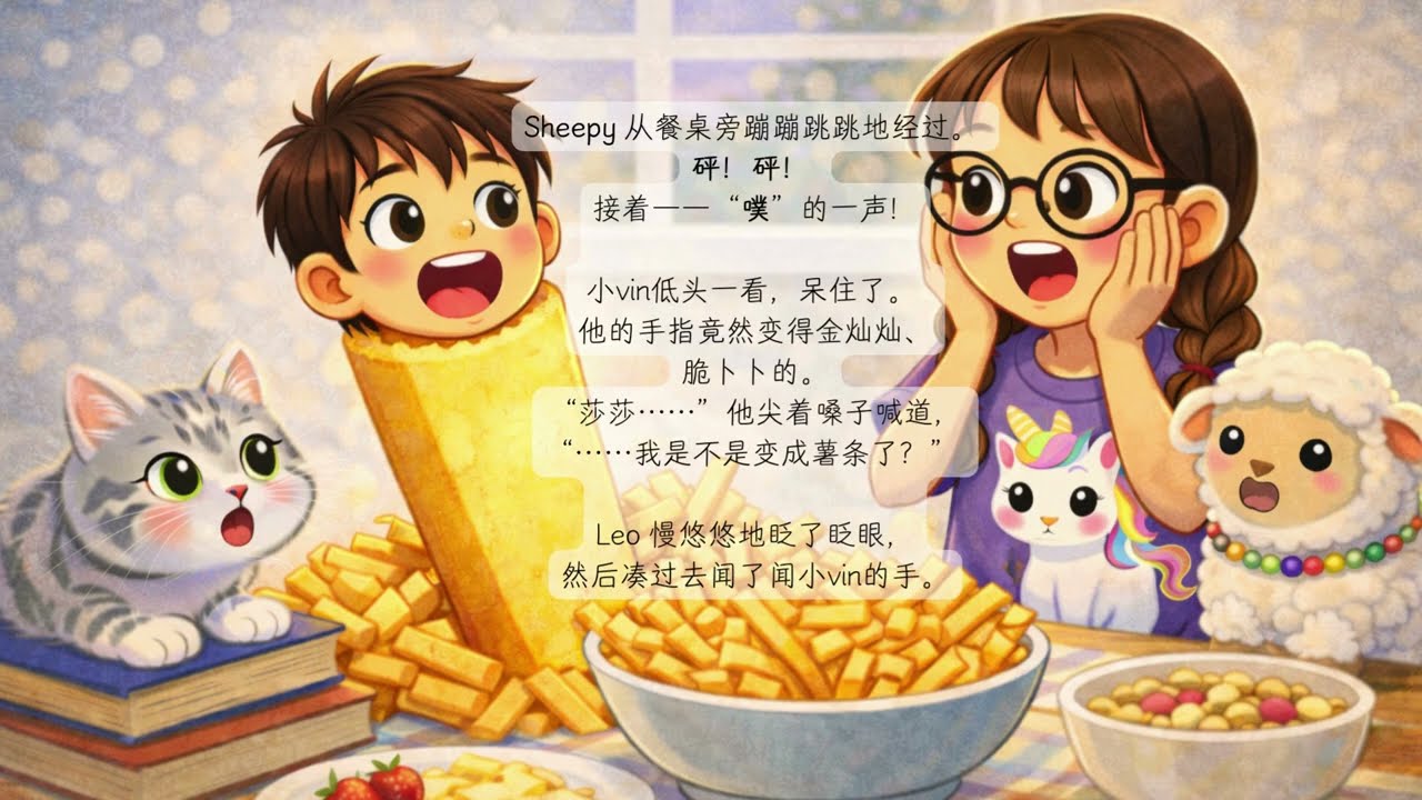 【AJAJ故事集 EP11】小vin变成了一根薯条？！🍟| 彩虹食物的魔法| 儿童睡前故事