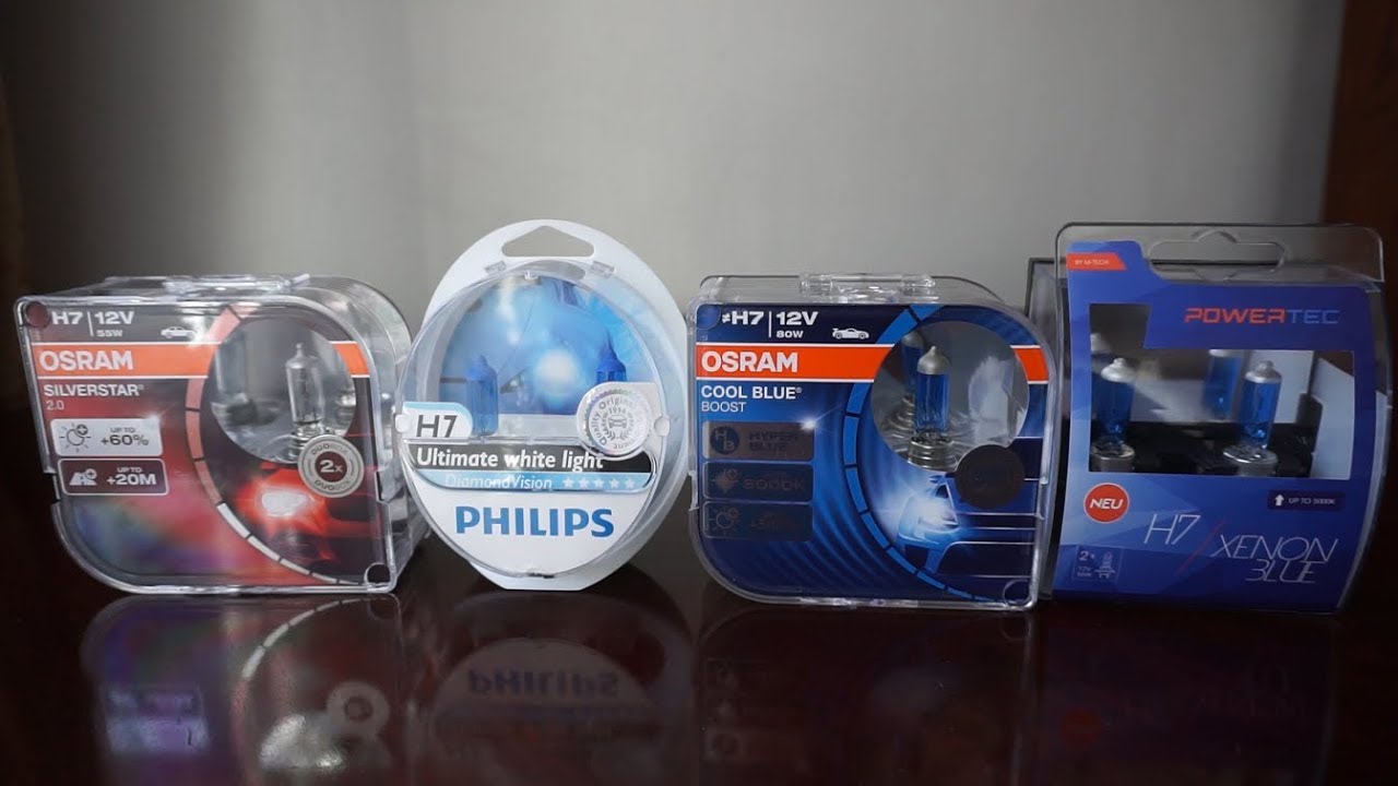 OSRAM Silverstar, Philips DiamondVision, OSRAM Cool Blue BOOST, M-TECH Powertec XenonBlue