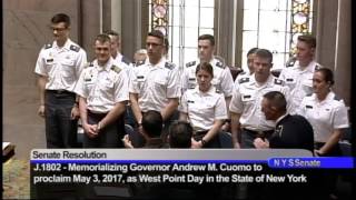 New York State Senate Celebrates 2017 West Point Day at State Capitol
