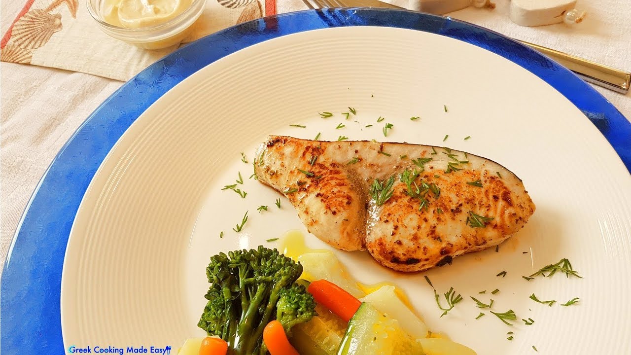 Greek Swordfish Grilled with Homemade Mayonnaise - Xifias - Ξιφίας στο γκρίλ με σπιτική Μαγιονέζα | Greek Cooking Made Easy