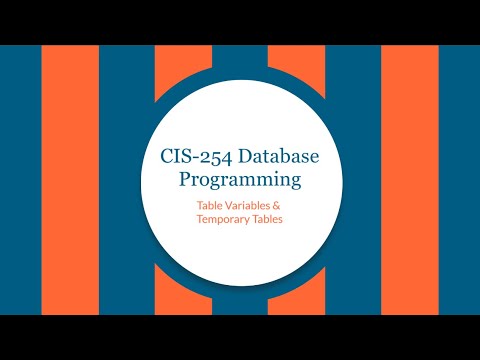 CIS-254 Table Variables & Temporary Tables in SQL Server - YouTube