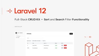 CRUD Kit - Product Demo | Laravel ~ 12 ✧ Full-Stack CRUD Kit with Sort, Search Filter Functionality
