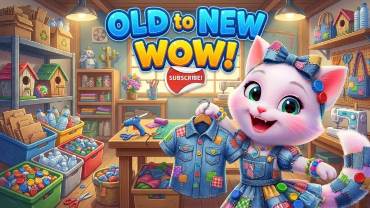 Cat Makeup for School Performance 🎨👗 | Kitten Gets Ready, Wears Recycled Dress & Wins 🐱| Cat Makeup