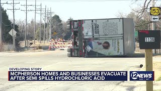 McPherson homes and businesses evacuate after semi spills hydrochloric acid Profile