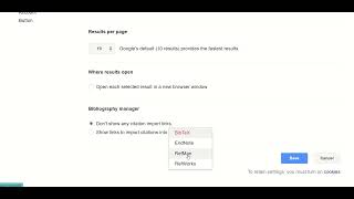 Google Scholar settings: Reference manager