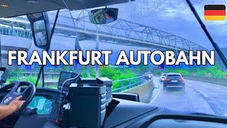Heavy Rain Bus Driving POV Autobahn Frankfurt Germany 🇩🇪