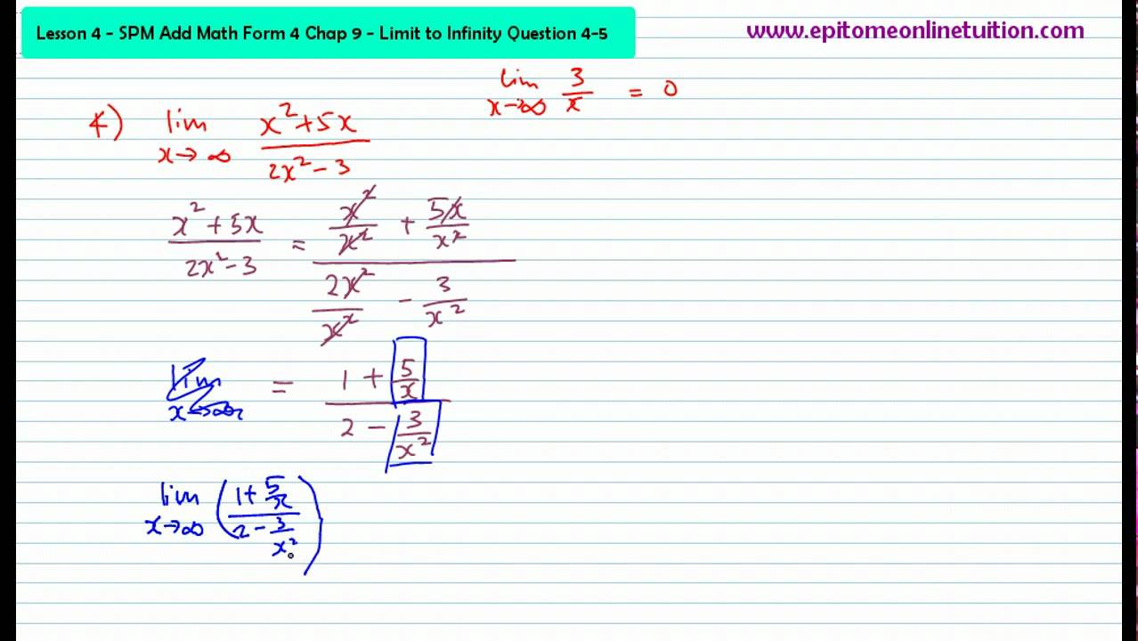 Spm Add Math Differentiation Limit To Infinity Youtube