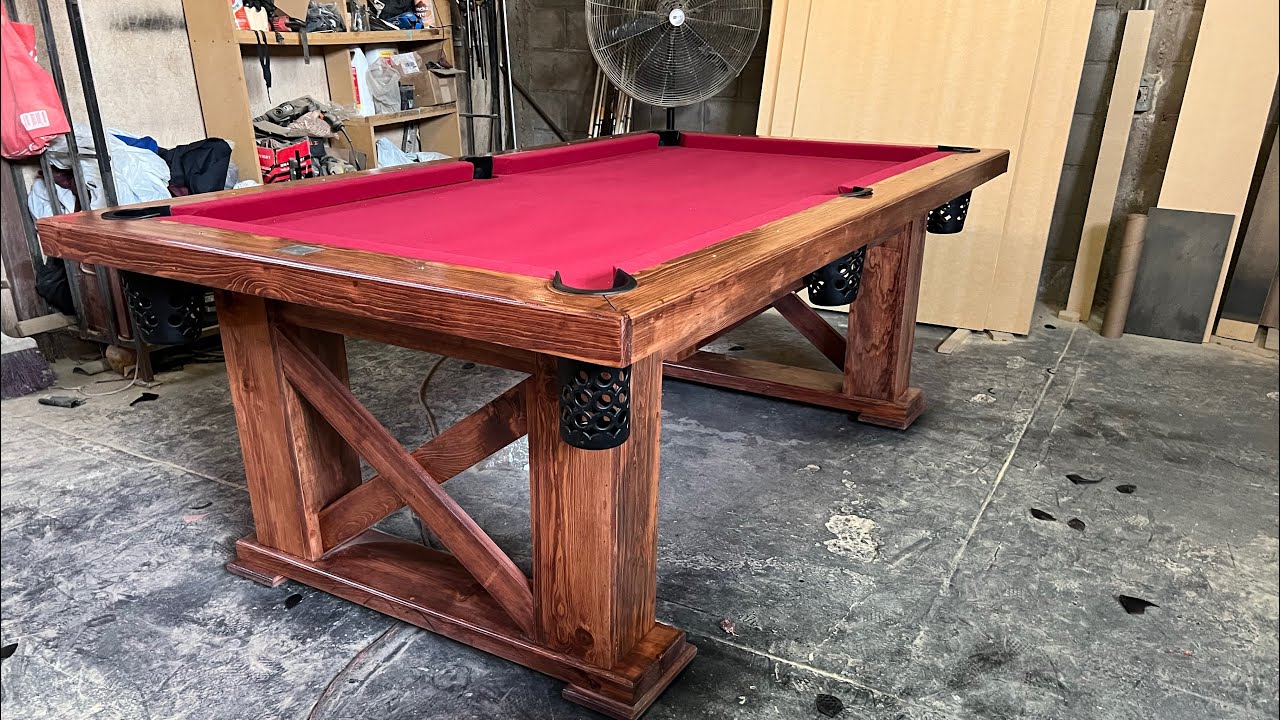 Cómo fabricar un mesa de billar en madera de pino y patas en X (actualización) barnizado y tapizado