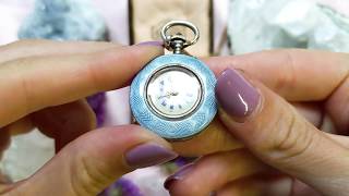 Antique Guilloche Enamel Watch Pendant, With 16 Chain