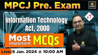 Information Technology Act 2000 | Imp MCQs | MPCJ Pre Exam | Utkarsh Law Classes | Sanyog Sir