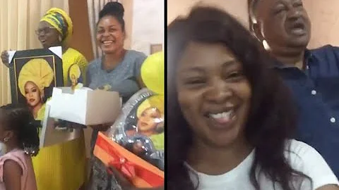 Sola Kosoko was surprised,as Bidemi Kosoko, Jide Kosoko &her husband Surprised Her on her birthday