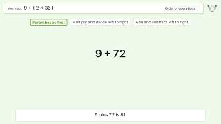 Master Order of Operations: Solve 9 (2*36)