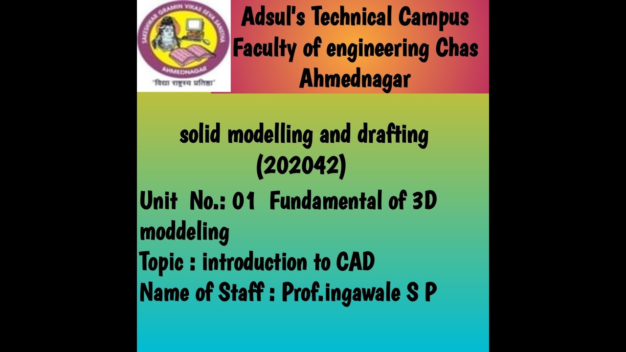 Solid Modeling & Drafting_lecture 1 - YouTube