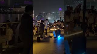 Singaporean Busker Ng - Large Crowds Outside Marina Bay Sands 10June2022