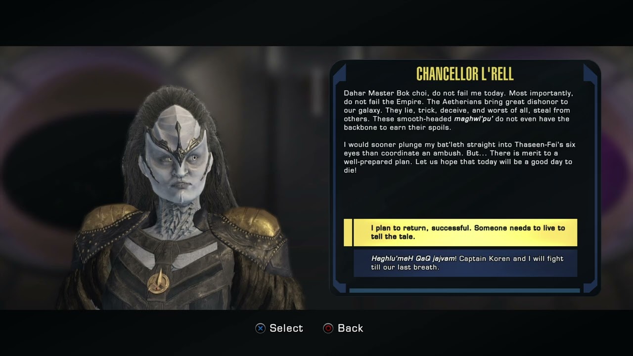 Star Trek Online Best Laid plans Mission Briefing, L'rell's request of honor