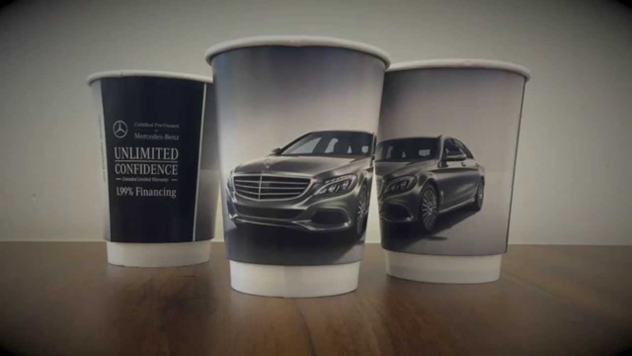 Mercedes color changing paper cups - YouTube