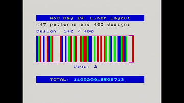 Advent of Code, Day 19, 2024 Visualized — Compiled ZX Basic on 8-bit Z80 (Spectrum Next)