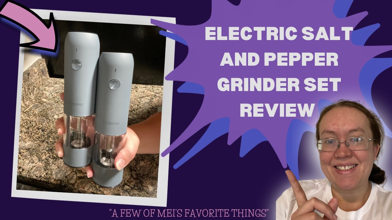 Electric Salt and Pepper Grinder Set with USB Rechargeable (2 Packs, Blue-Grey)