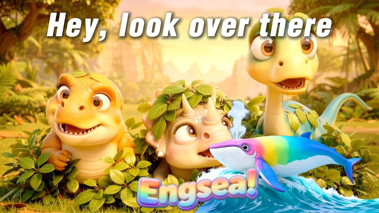 Детская песенка про приключения динозавров – Веселая английская песенка для детей | Милая анимаци...