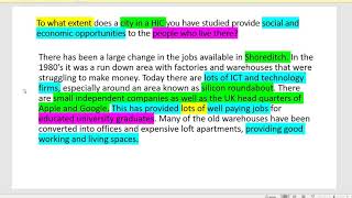 9 mark question on opportunities in London - Shoreditch case study