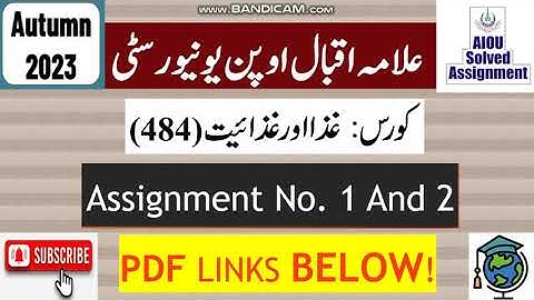 AIOU Code 484 Solved Assignment No.1 & 2 Autumn 2023 |Subject: Food & Nutrition |Bachelor (BA/B.Com)