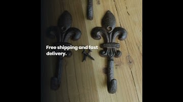 French Flair for Your Home: Set of 5 Rustic Fleur De Lis Coat Hooks - Perfect for Hall Trees, & Hats