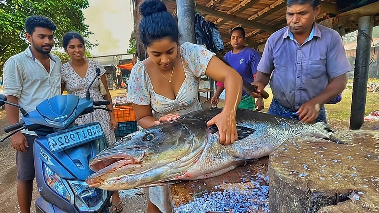 Wow! Perfect Village Waterfront Fish Market  Massive Cobia Fish Cutting Extreme Skills
