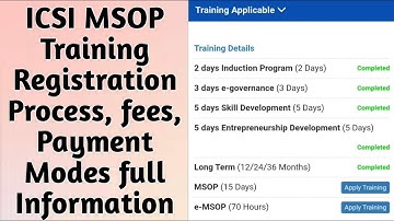 How to register for msop training icsi|how to apply for msop training online|ICSI training programme
