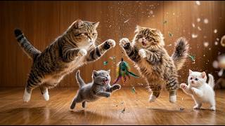 🐱💚 Relaxing Cat Video 4K: Adorable Kittens Playing with Mom & Two Siblings | Soft Meows screenshot 5