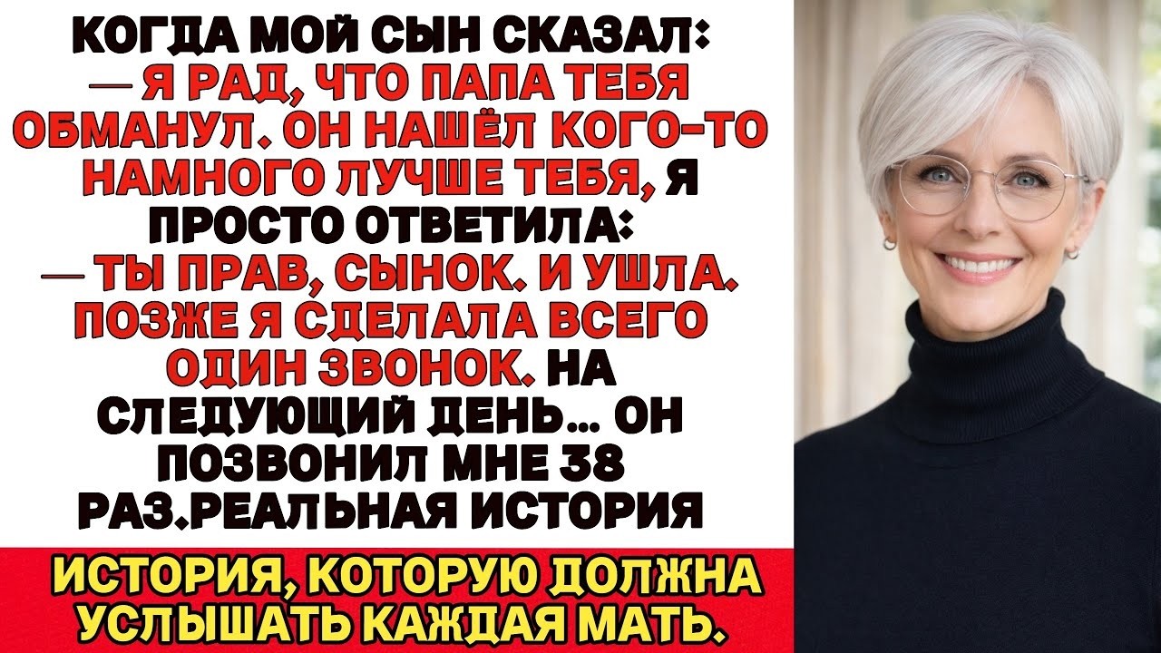 Мой сын сказал:— Хорошо, что папа тебе изменил. Он нашёл кого-то получше.Я ответила: — Ты прав.